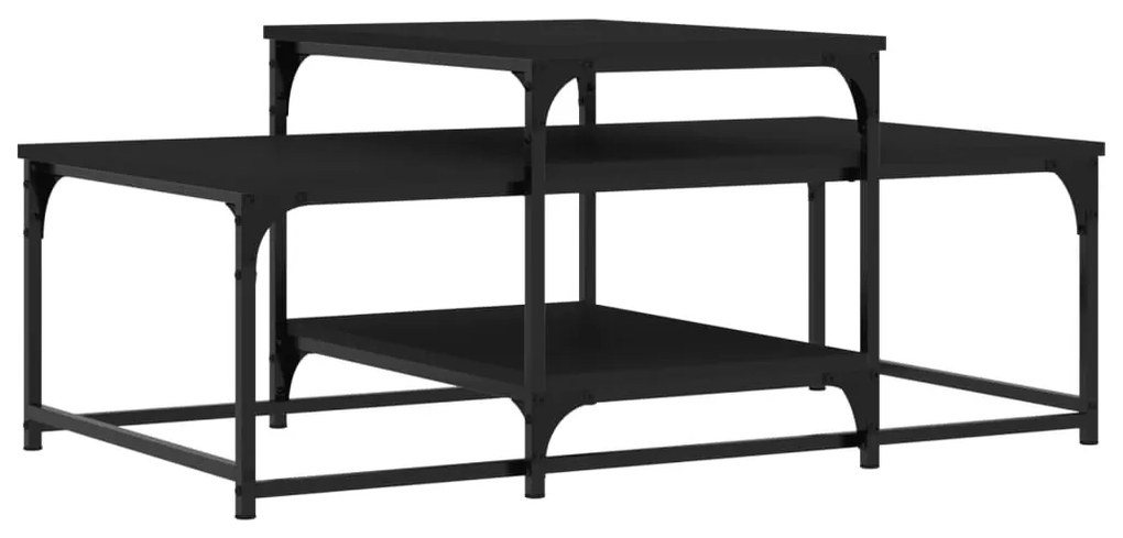 Fekete szerelt fa dohányzóasztal 102 x 60 x 45 cm