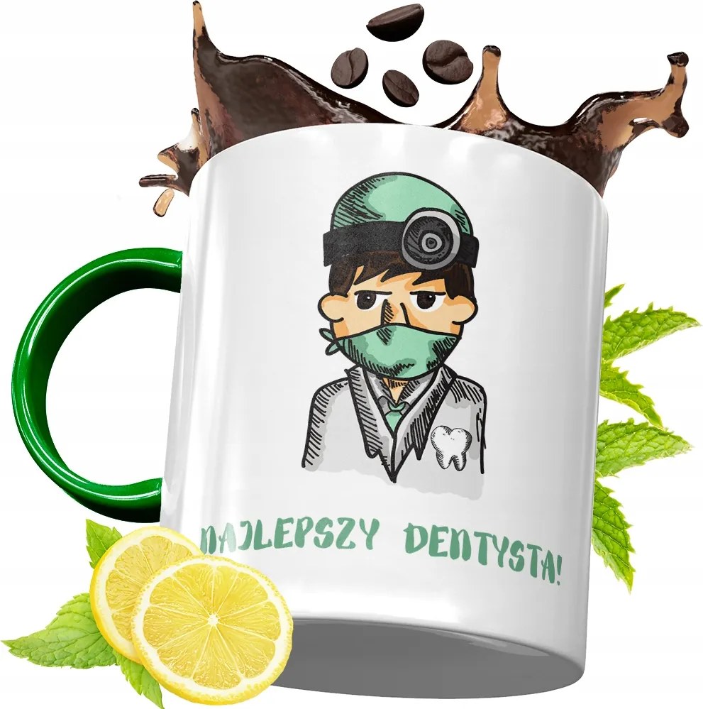 Zöld Bögre Fogorvosnak Ajándékba, fényképes nyomattal