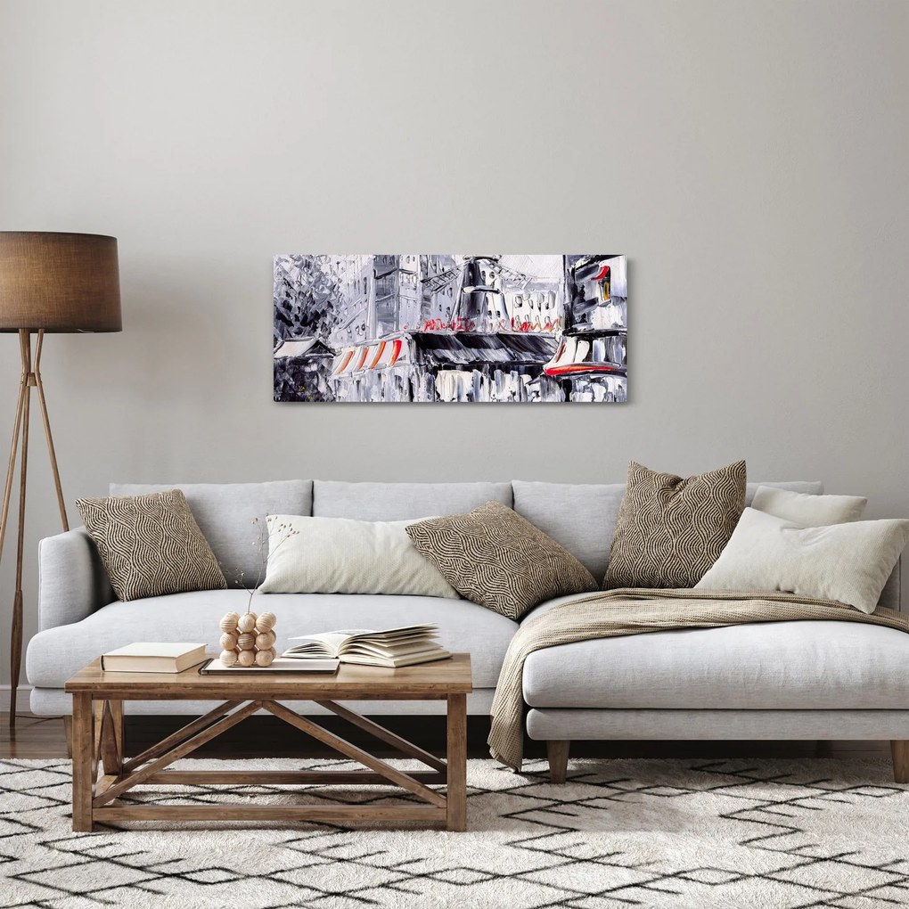 Kép - utca Párizsban, olajfestmény (120x50 cm)