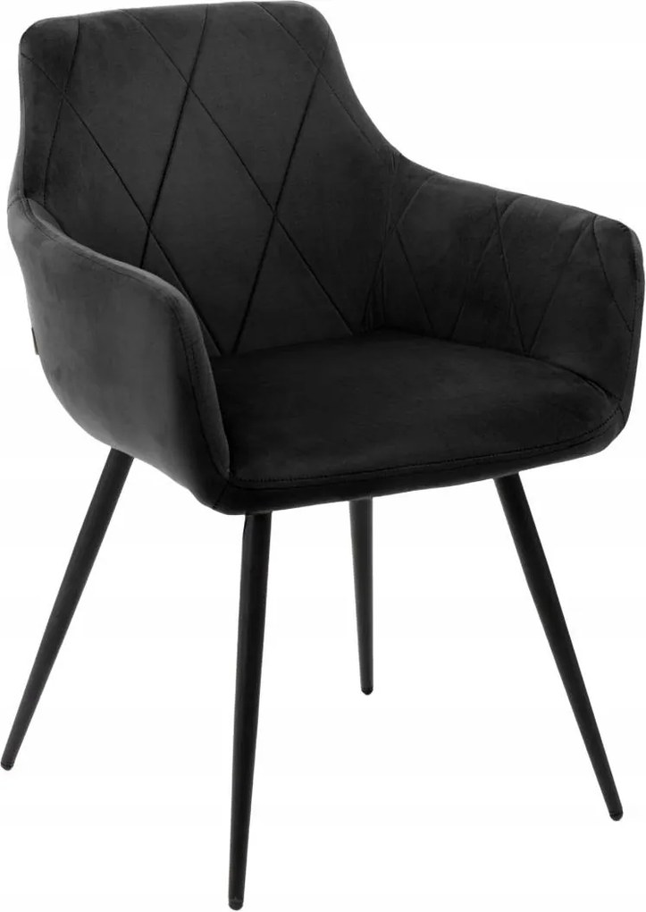 Fellice kárpitozott szék velúr fekete steppelt 56x61x86 nappali Homla