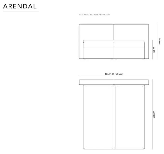 Krémszínű ágyneműtartós boxspring ágy 180x200 cm Arendal – Cosmopolitan Design