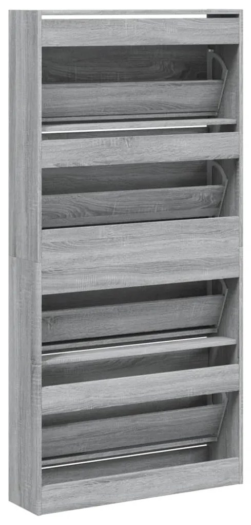 szürke sonoma cipőszekrény 4 kihajtható fiókkal 80x21x163,5 cm