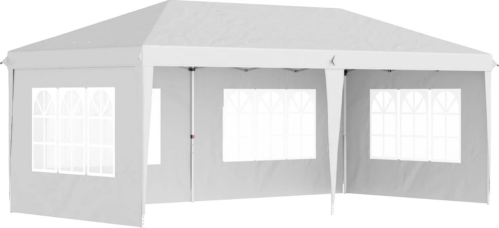 Outsunny Pavilon kb. 3x6m Vízálló Összecsukható Pavilon UV Védelemmel, Ablakkal, 4 Oldalfallal Ellátott Party Sátrak, Oxford Kerti Pavilon, Táskával,