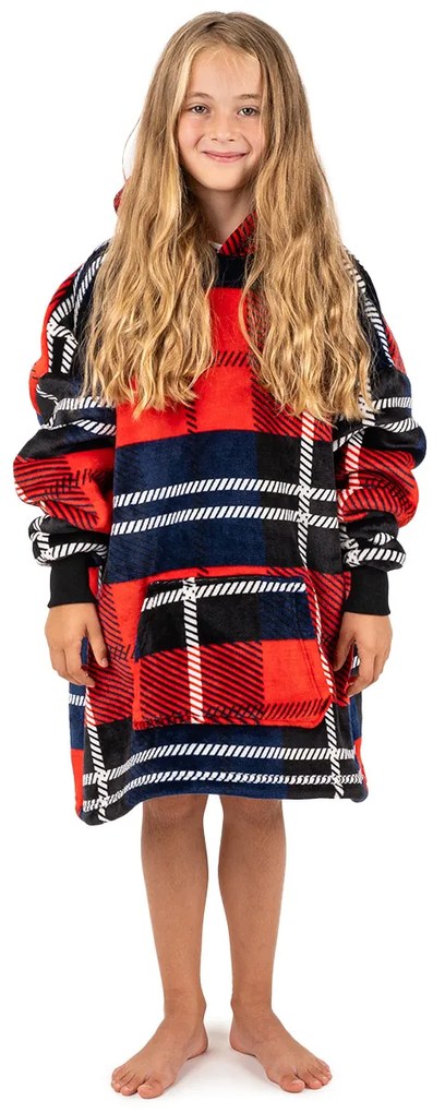 4Home Kockás mikroplüss gyapjú hatású takarópulóver, uni S - gyerek