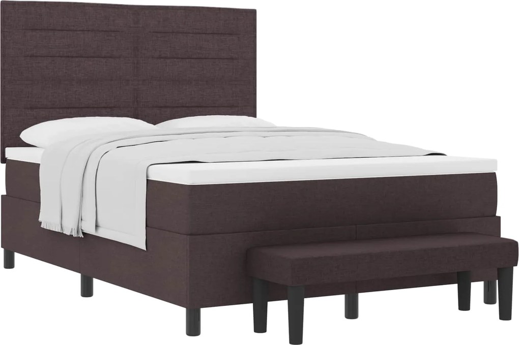 vidaXL Boxrugós ágy matracmal Sötét Barna 140 x 190 cm szövet
