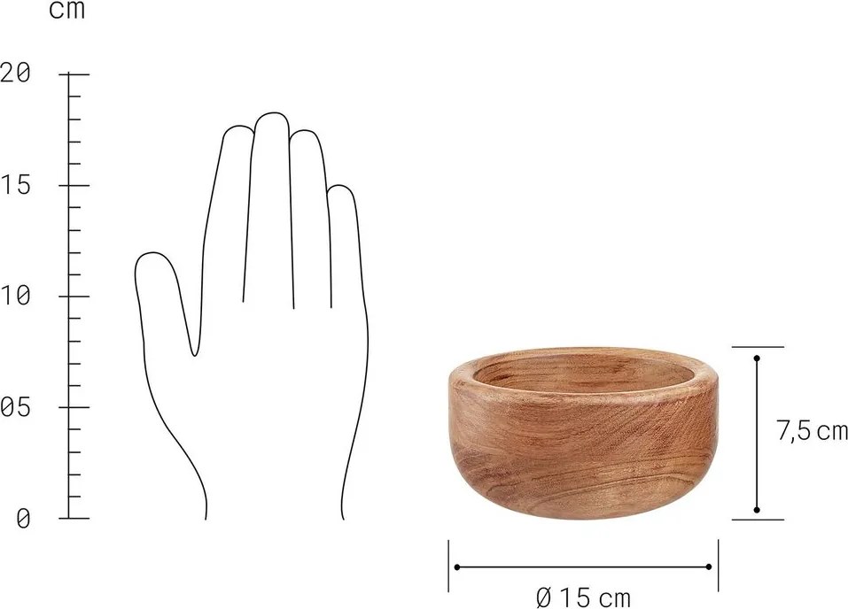 PURE KITCHEN tálka, akácfa, Ø 15cm