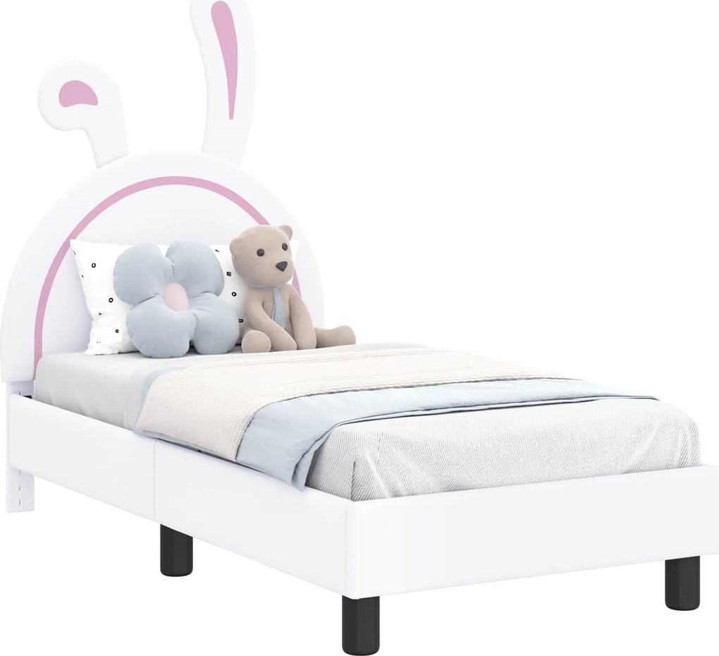 vidaXL Gyerekágy keret fejtámlával fejtámlával Fehér 70 x 140 cm PU
