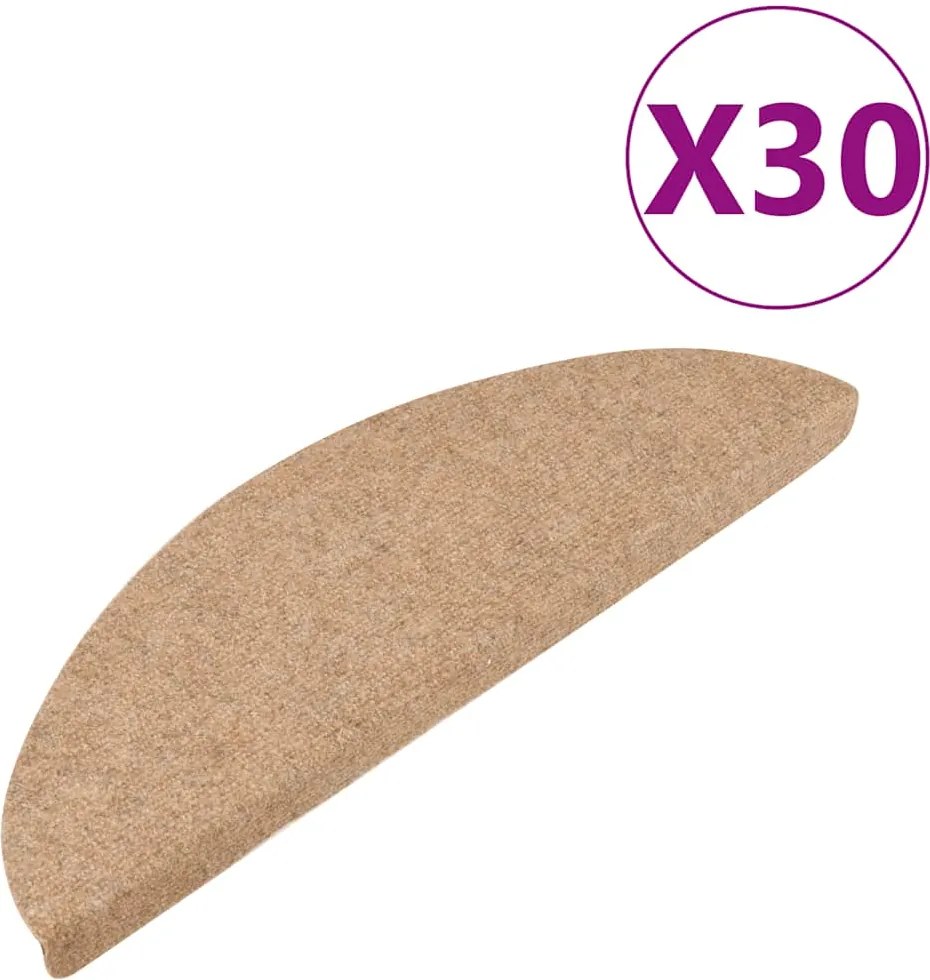 vidaXL 30 db bézs öntapadó lépcsőszőnyeg 56 x 17 x 3 cm