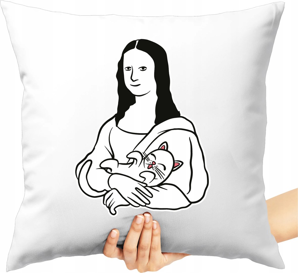 Monalisa Mintás Párna Macskával Vicces Puha Macska