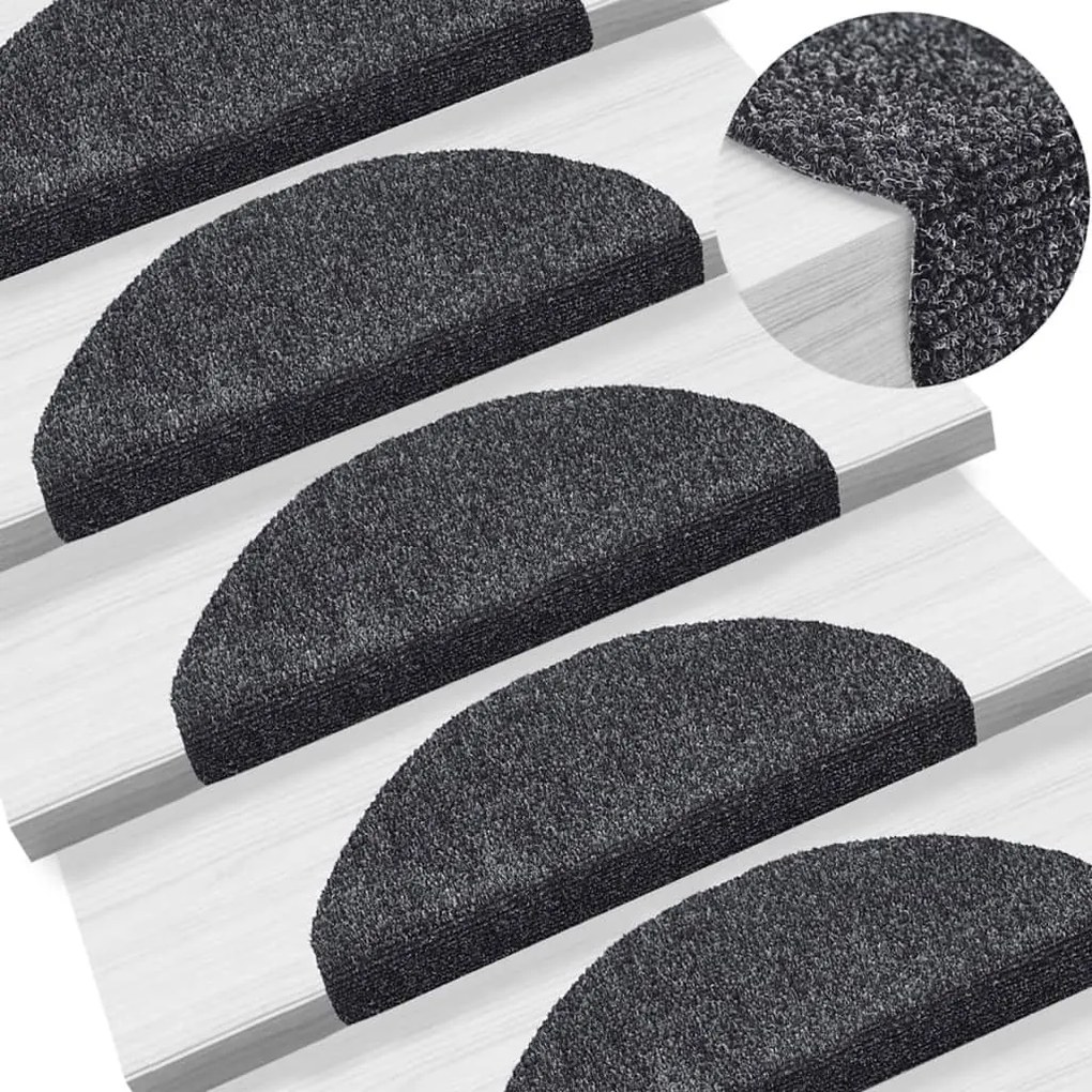 5 db öntapadós lépcsőszőnyeg 65 x 21 x 4 cm sötétszürke félkör alakú nagy