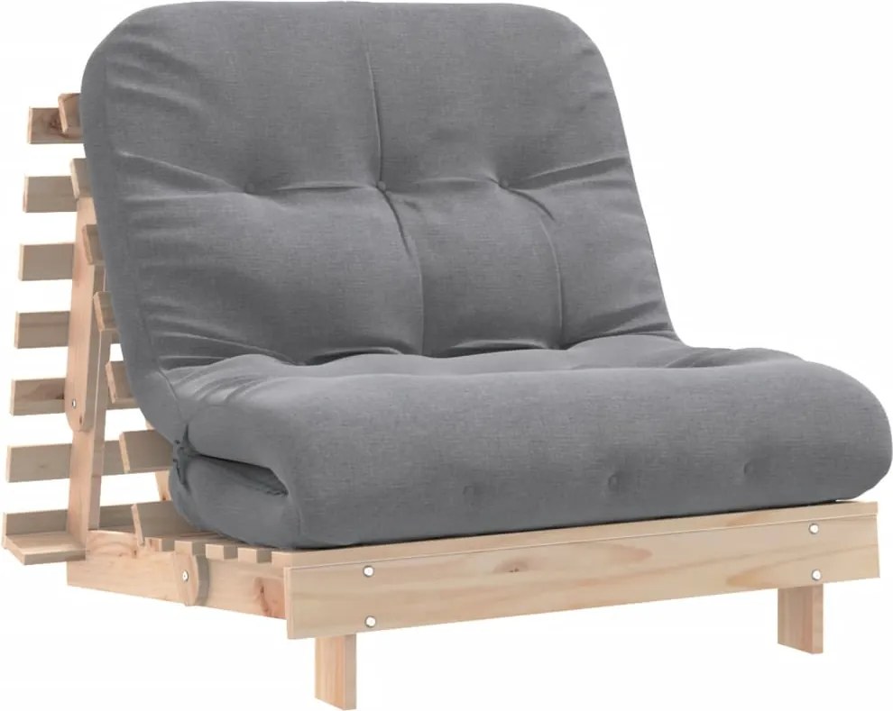 vidaXL tömör fenyőfa futon kanapéágy matraccal 80 x 206 x 11 cm