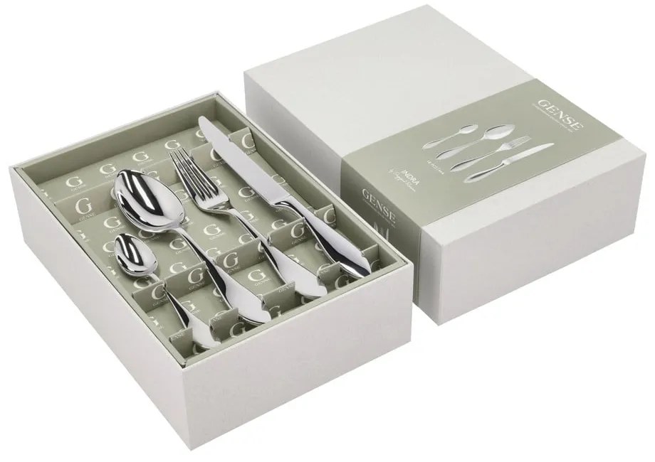 Ezüstszínű rozsdamentes acél evőeszköz készlet 16 db-os Indra – Gense