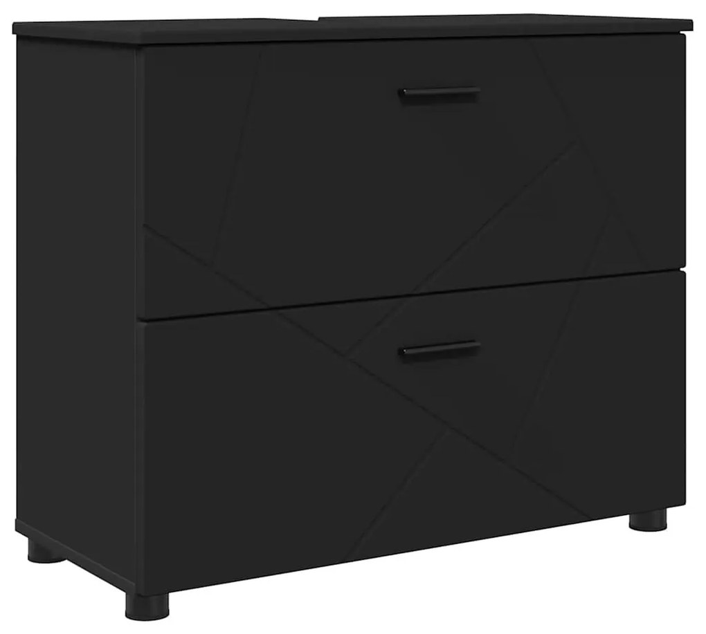 Fürdőszoba Székény fiókkal Fekete 76.5 x 35 x 64 cm Faanyag