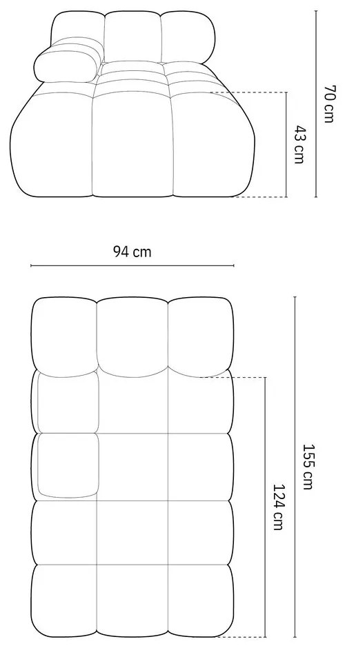 Zöld buklé kanapé modul (bal oldali) Bellis – Micadoni Home