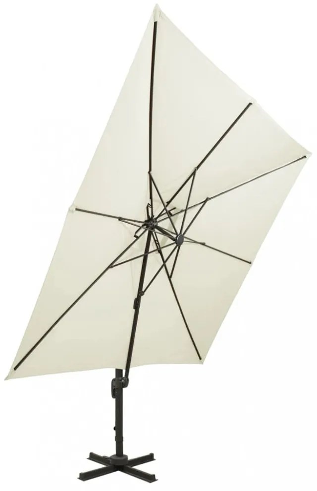 dupla tetejű konzolos kerti napernyő 300 x 300 cm homokszínű