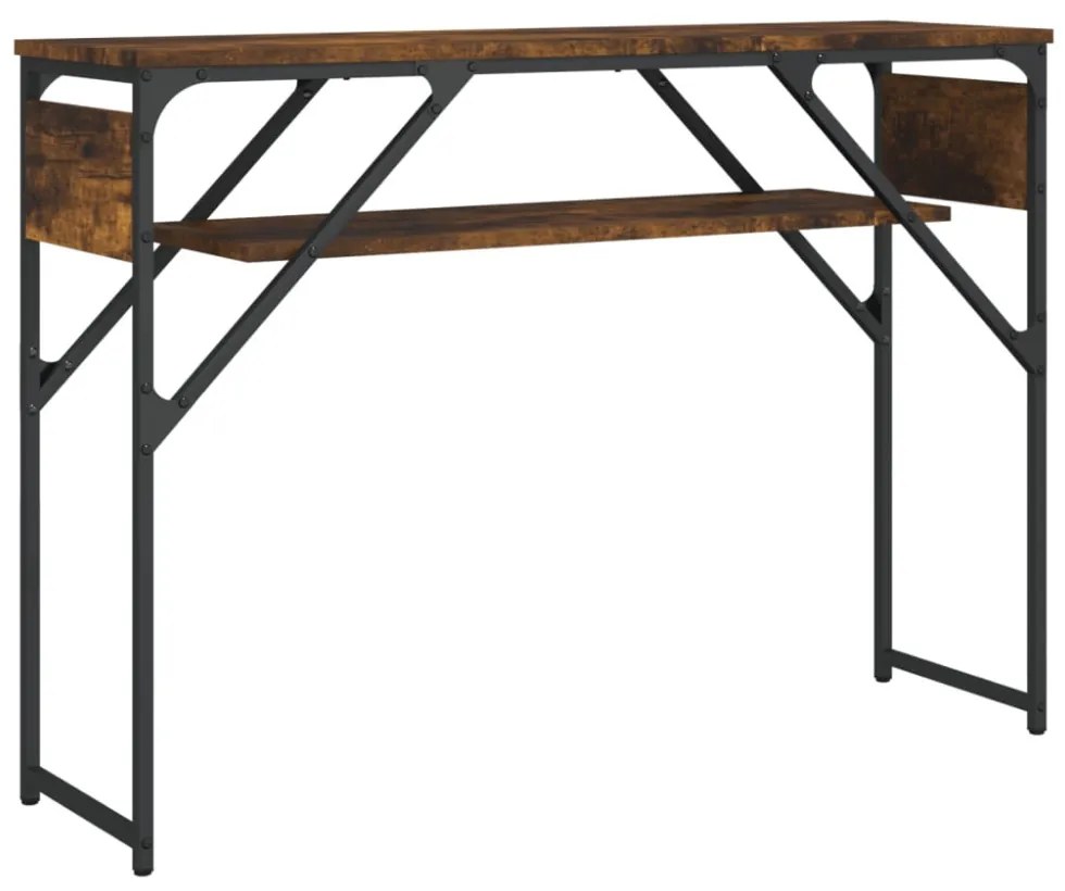 füstös tölgy színű szerelt fa tálalóasztal polccal 105x30x75 cm