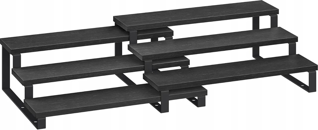 Konyhai Polcok Könyvespolc Rendező Szett 2 x 3 Stílus Loft Ipari Fekete