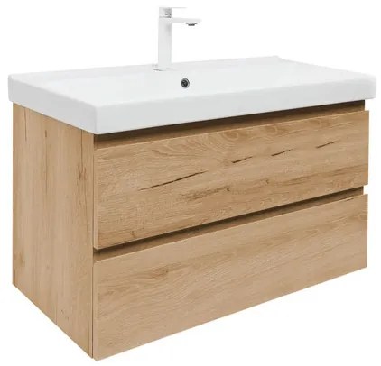 SAT B-Way Fürdőszobaszekrény mosdóval, 2 fiókos 99x50x45 cm matt tölgy BWAY2100OAKU1BBI
