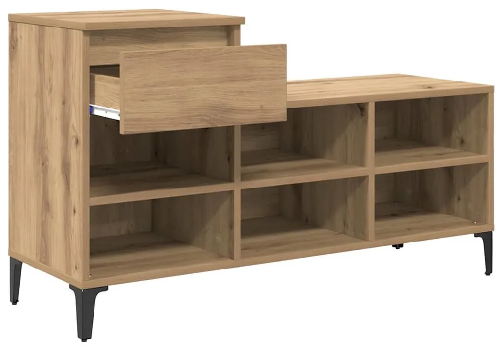 Cipőszekrény fiókkal kézműves tölgy 102 x 36 x 60 cm Faanyag