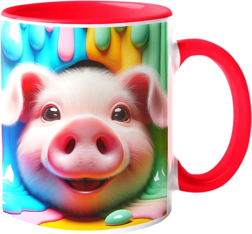 Látványos Bögre Édes Malac Csodálatos Színek "3D hatás" Doboz 330ml.