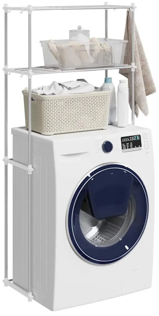 Mosógép polc polcokkal Fehér 63 x 27 x 136 cm Alumínium