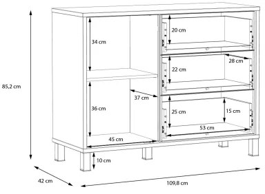 Fiókos komód OREN barna/fekete