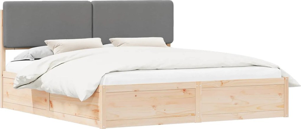 vidaXL Ágykeret Kárpitozott Fejtámlával Világosszürke 200 x 200 cm