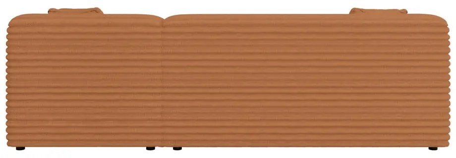 Terrakotta színű kordbársony sarokkanapé (jobb oldali-heverő résszel) Martin – Ropez