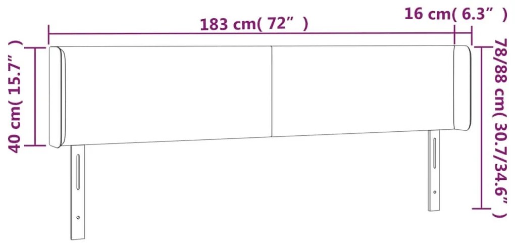 krémszínű szövet LED-es fejtámla 183 x 16 x 78/88 cm
