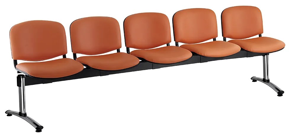 ISO bőr pad, 5 üléses - króm lábak, narancssárga