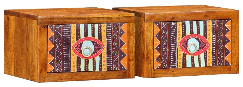 Éjjeli szekrények 2 db 35x30x22 cm Tömör akácfából
