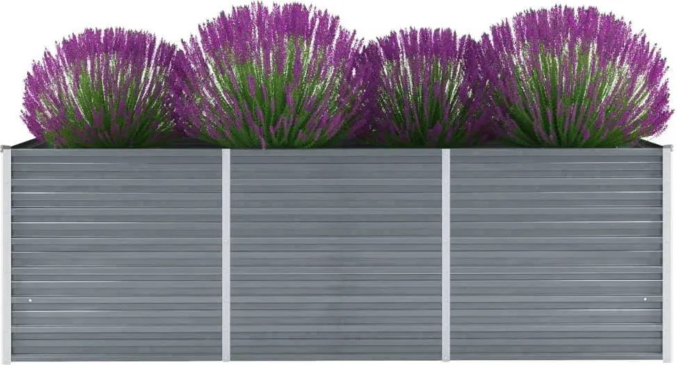 vidaXL szürke horganyzott acél kerti magaságyás 240 x 80 x 77 cm