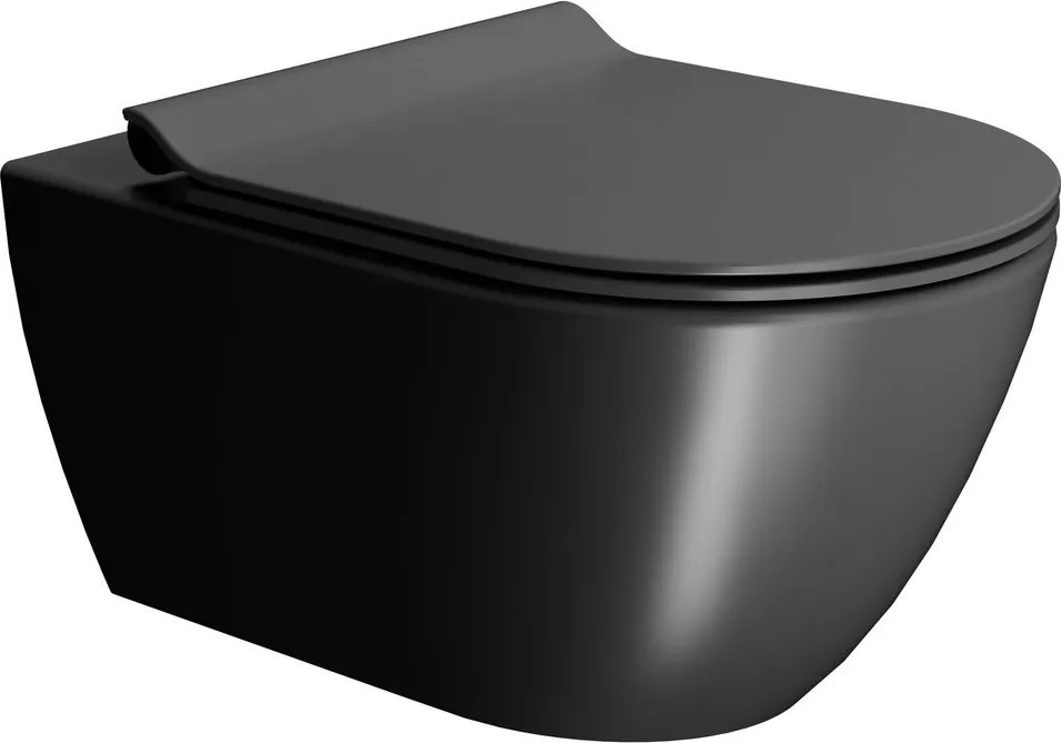 GSI, PURA fali WC csésze, Swirlflush, 55x36 cm, fekete dupla matt, 881526