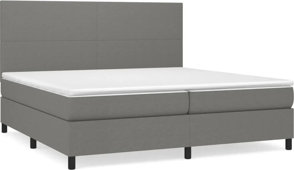 vidaXL sötétszürke szövet rugós ágy matraccal 200 x 200 cm