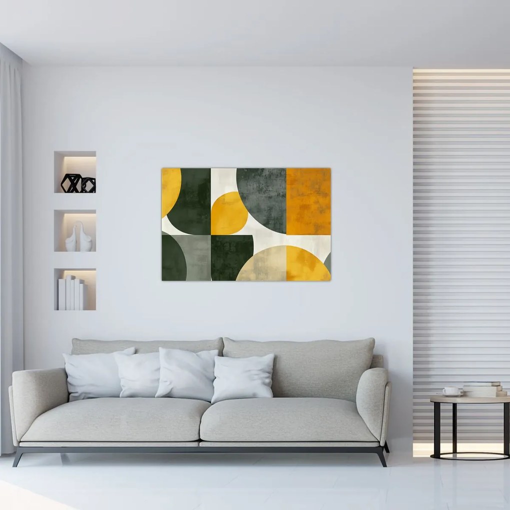 Kép - Olívazöld absztrakció (90x60 cm)