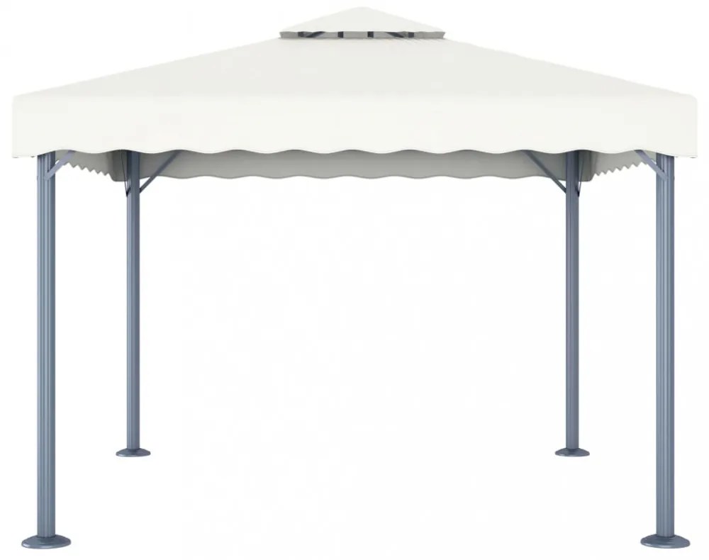 krémszínű alumíniumpavilon LED fényfüzérrel 300 x 300 cm