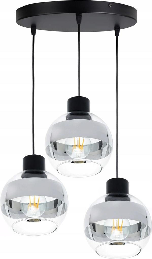 Mennyezeti lámpa függeszték plafon Csillár E27 Gömb üveg króm clear