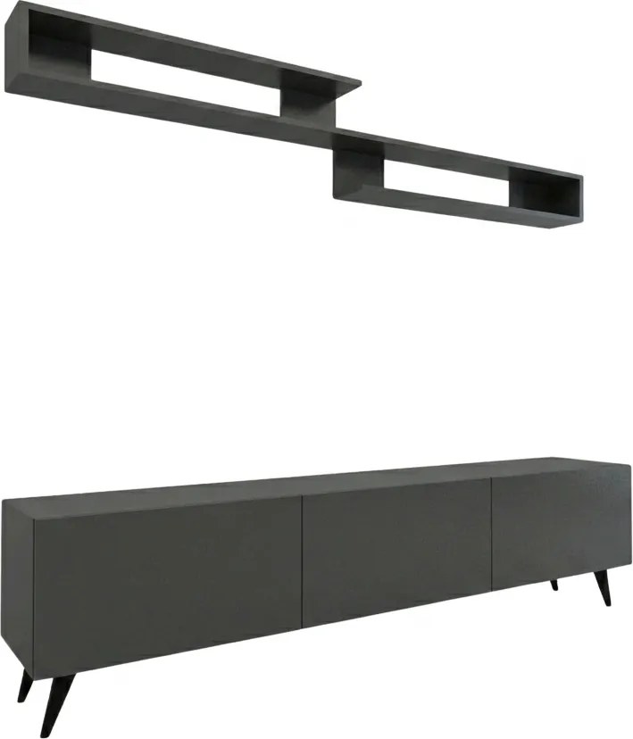 TV állvány MIYA 150 cm fali polccal, antracit színű
