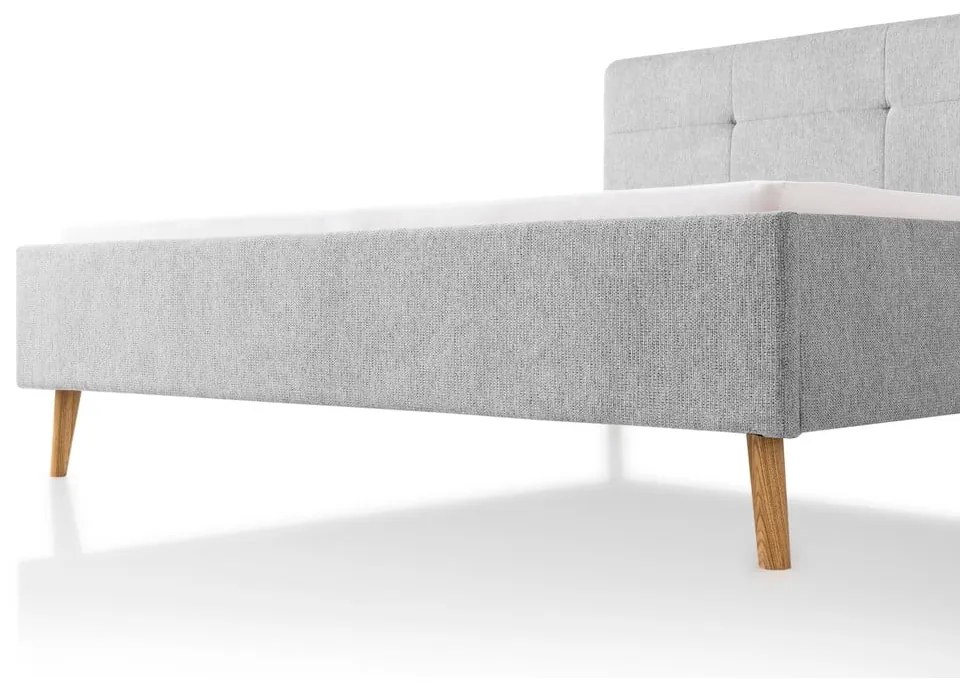 Világosszürke kárpitozott franciaágy ágyrács nélkül 180x200 cm Smart – Meise Möbel