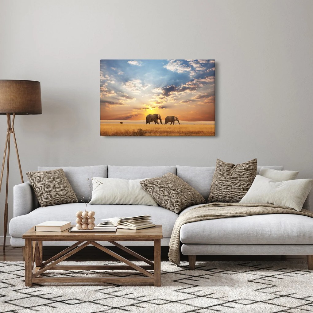 Kép - Elefántok a szavannán (90x60 cm)