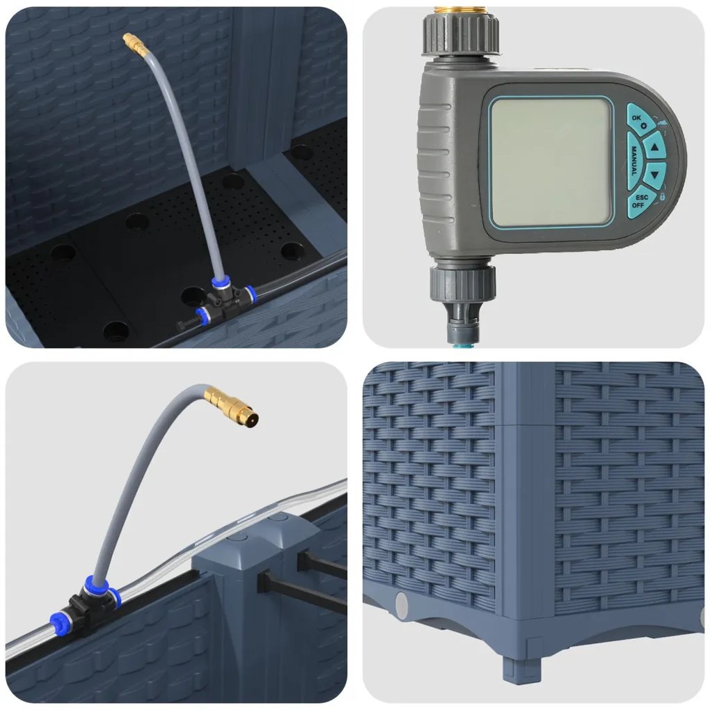 Kerti ültetők Szürke 160 x 40 x 37.5 cm Acél