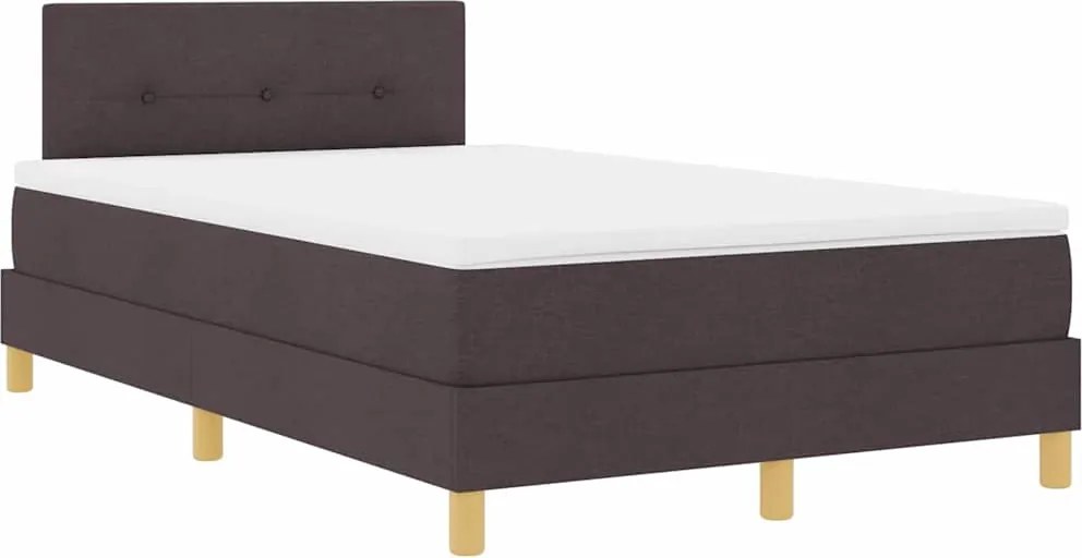 vidaXL LED Box Spring Ágy matracmal Sötét Barna 120 x 190 cm szövet