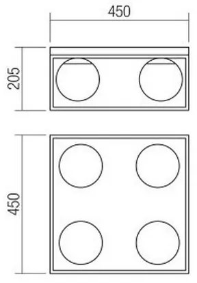 Redo 01-3055 - Mennyezeti lámpa ZODIAC 4xE14/28W/230V