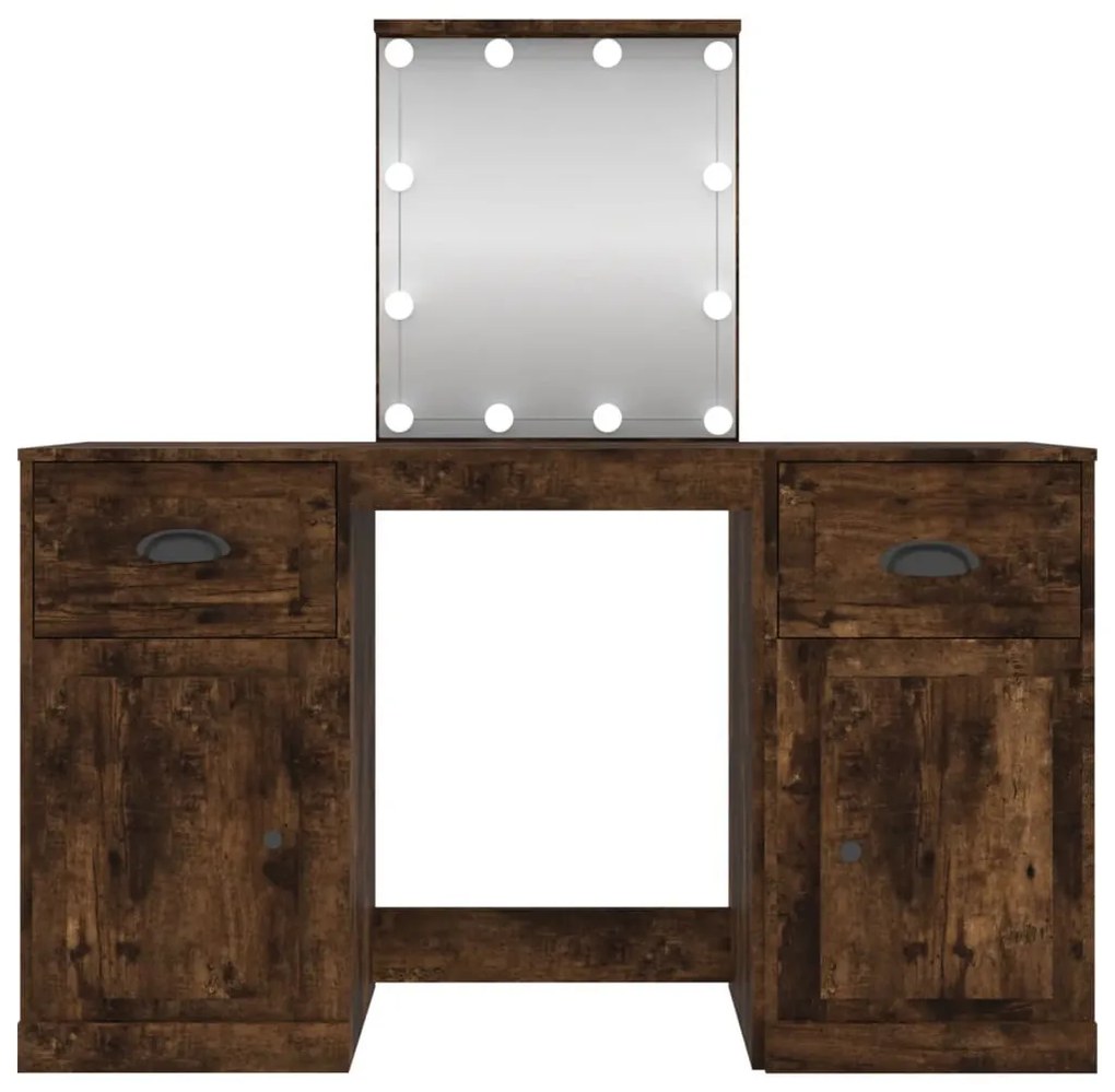 füstös tölgy színű fésülködőasztal LED-del 130 x 50 x 132,5 cm