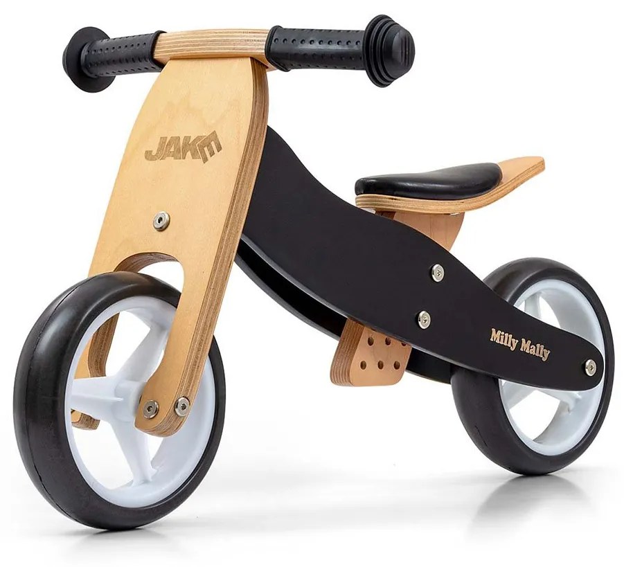 Gyerek multifunkciós fa futóbicikli Milly Mally Jake Classic Black