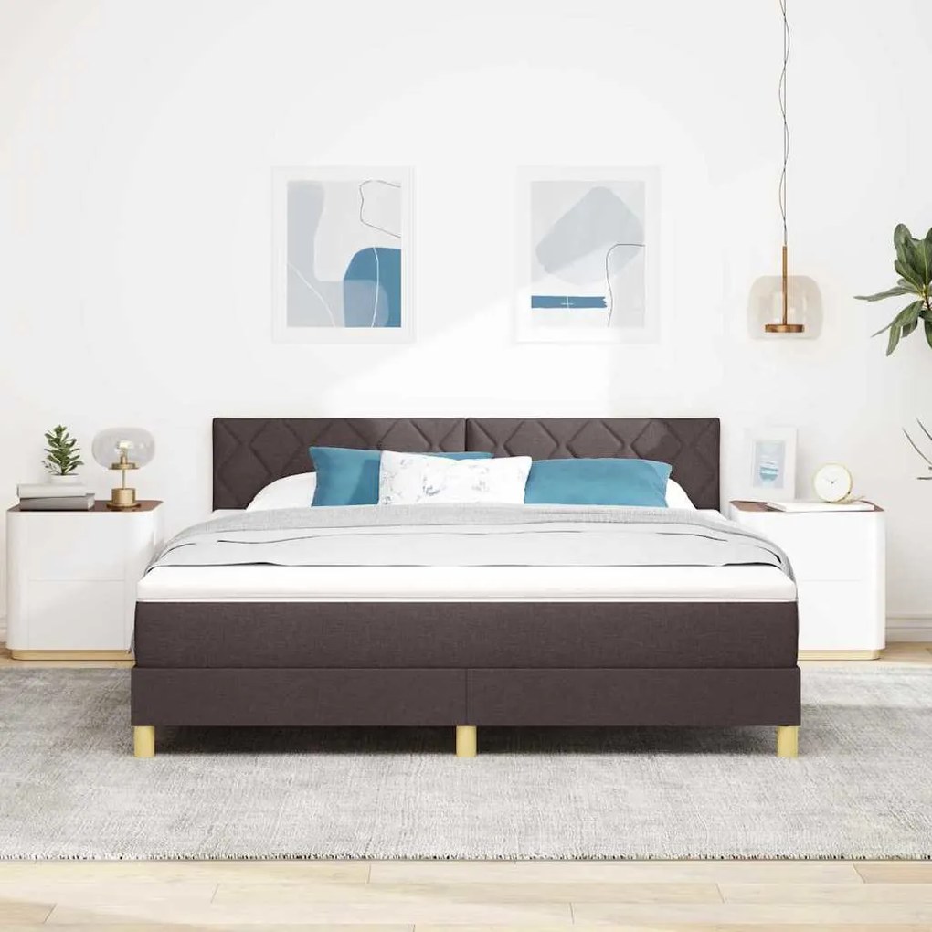 Boxspring ágy matraccal Sötét Barna 180 x 200 cm szövet