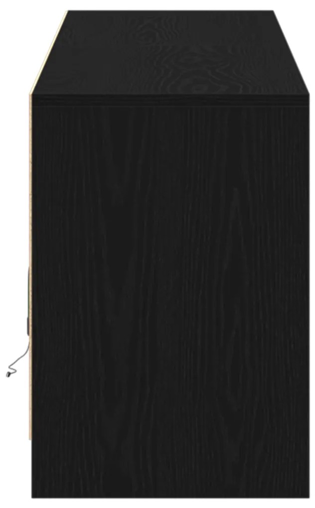 TV Szekrény LED Fénytartalmazó Fekete Rackkel, 100x34x50 cm, Műmászott Fából készült