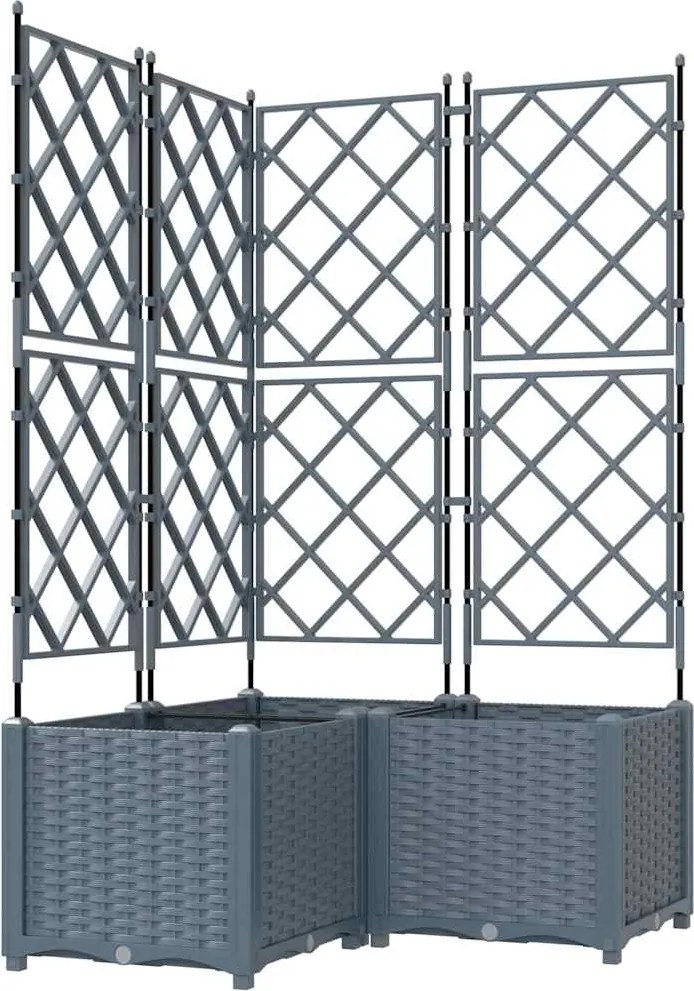vidaXL Kerti cserép 3 pcs Világosszürke 80 x 80 x 143 cm Acél