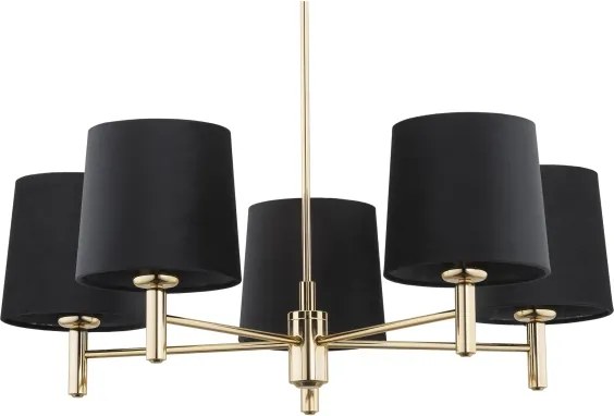 Brilagi - Rúdon függő csillár MONTE 5xE27/60W/230V fekete/arany