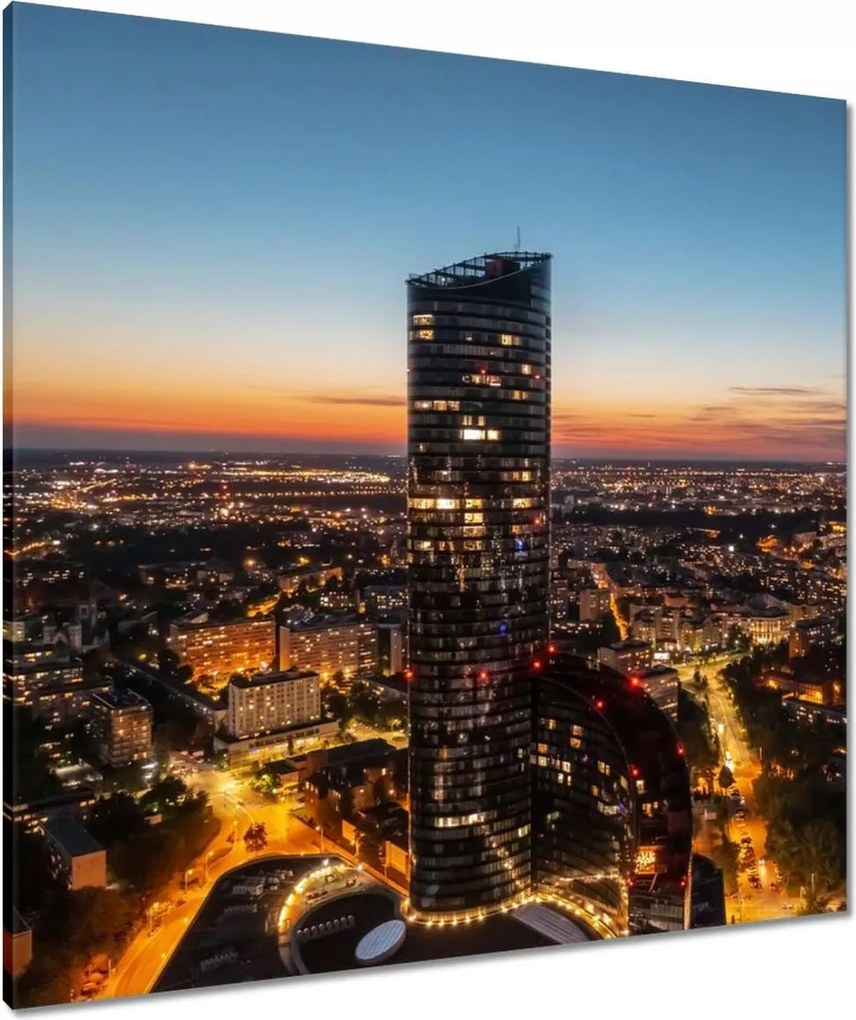 Vászonkép 80x80 Boroszló éjszakai panoráma